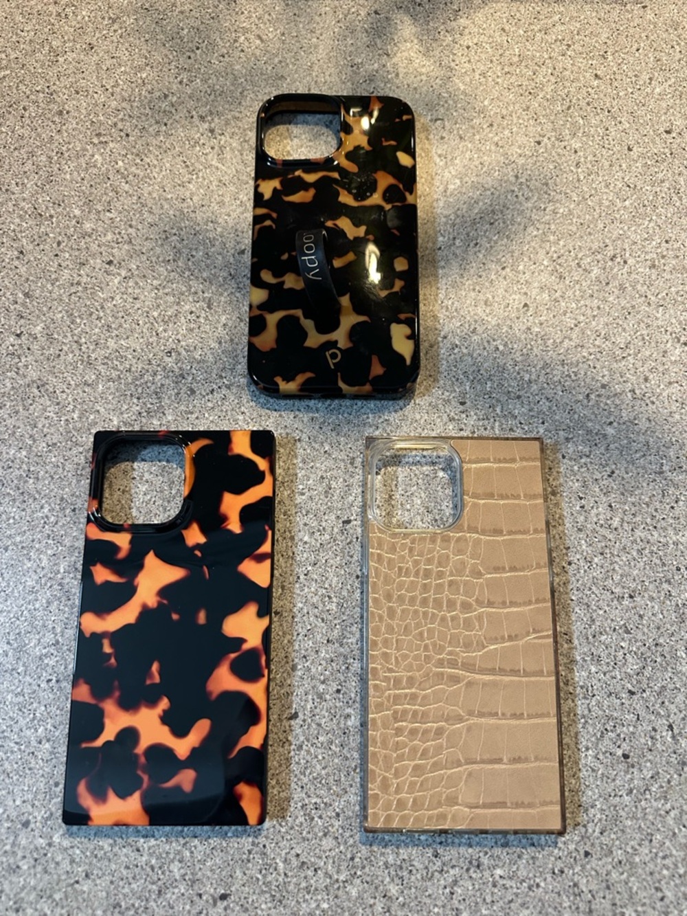 Apple iPhone 12 Pro Max Cases / Tortoiseshell and Beige Croc Pattern / Set of 3